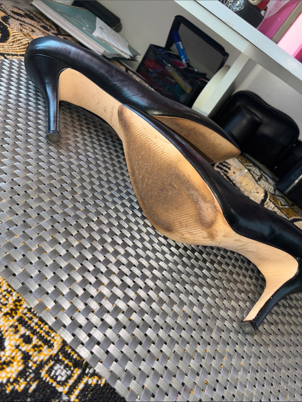 Nine West Black Pointed Toe Leather Pumps - Picture 5 of 6
